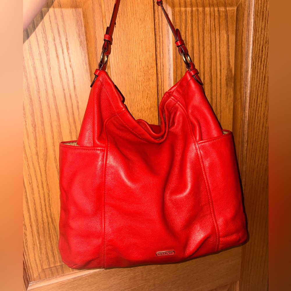 Coach Park Red Leather Hobo Bag